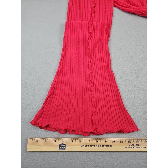 Zara Women's Small Pink Pants Pleated Ruffled Flare Elastic Waistband BOHO - Picture 4 of 12